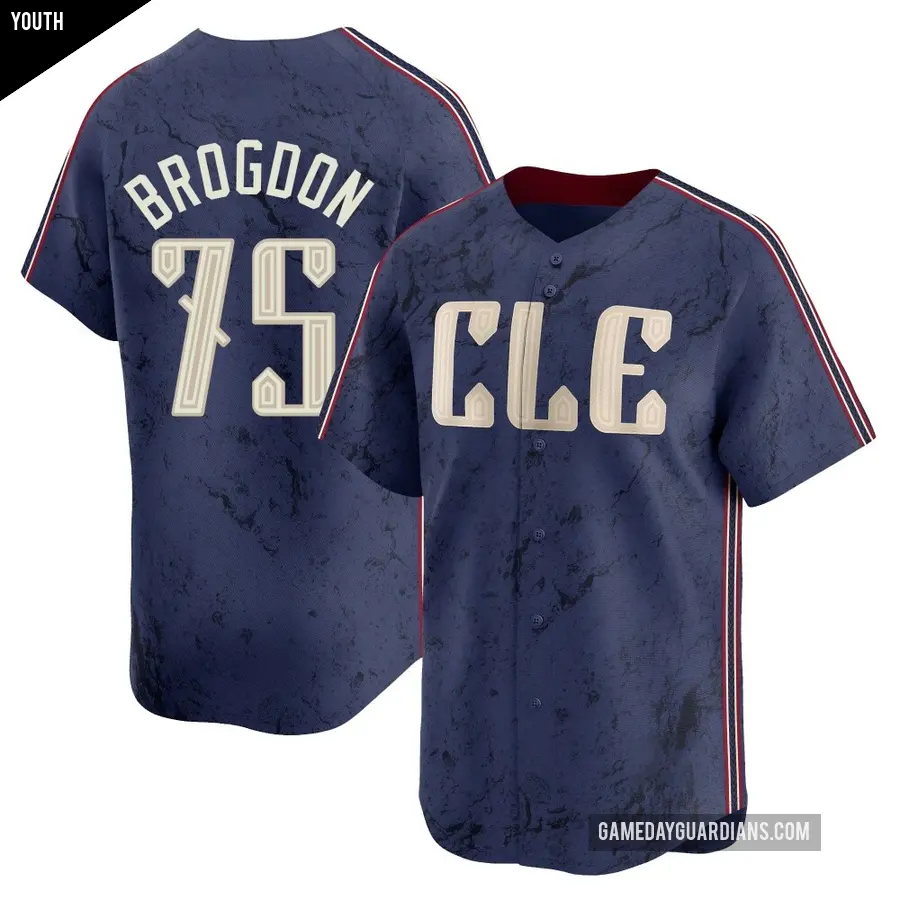 Youth Cleveland Guardians ＃75 Connor Brogdon Limited Navy 2024 City Connect Jersey