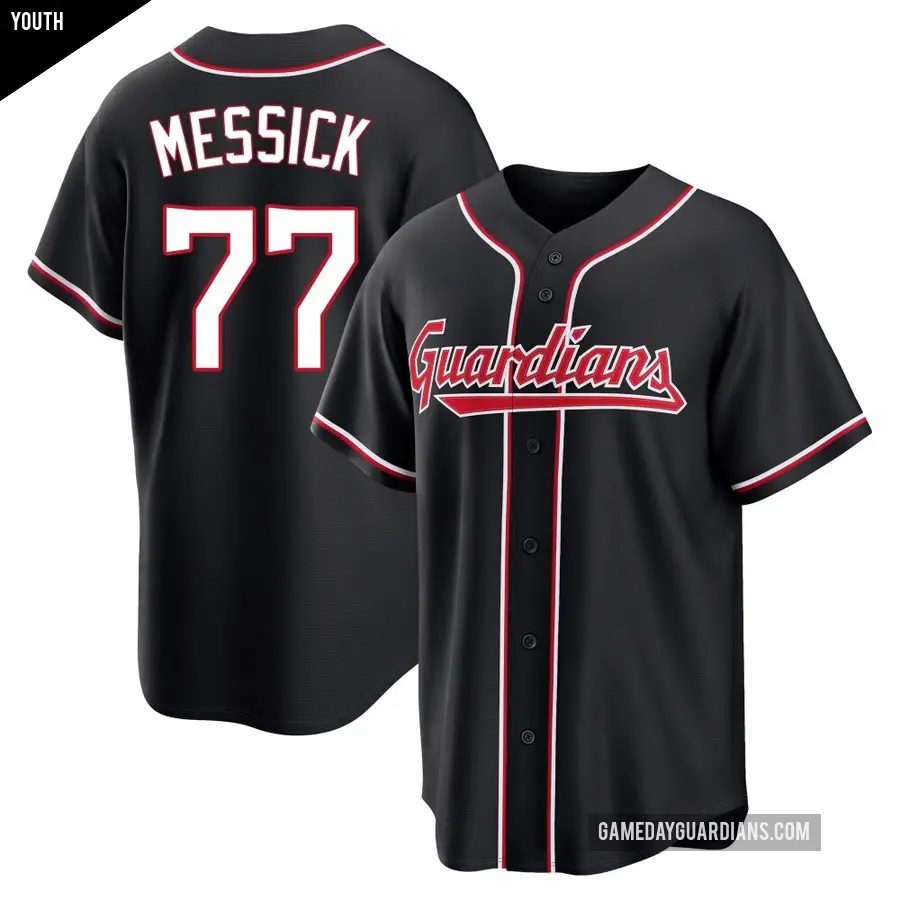 Youth Cleveland Guardians ＃77 Parker Messick Replica Black Fashion Out Jersey