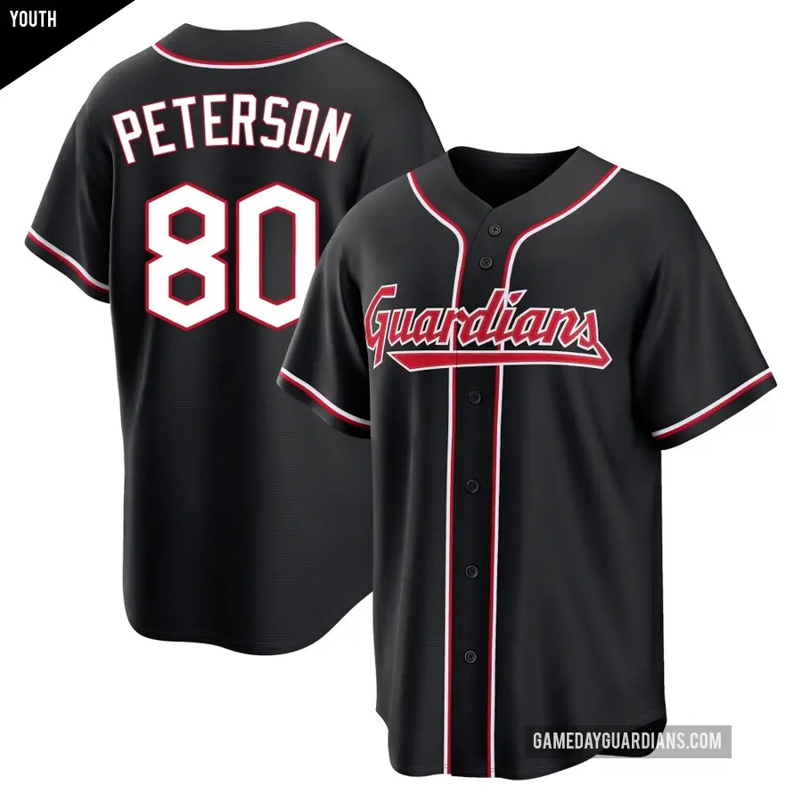 Youth Cleveland Guardians ＃80 Austin Peterson Replica Black Fashion Out Jersey