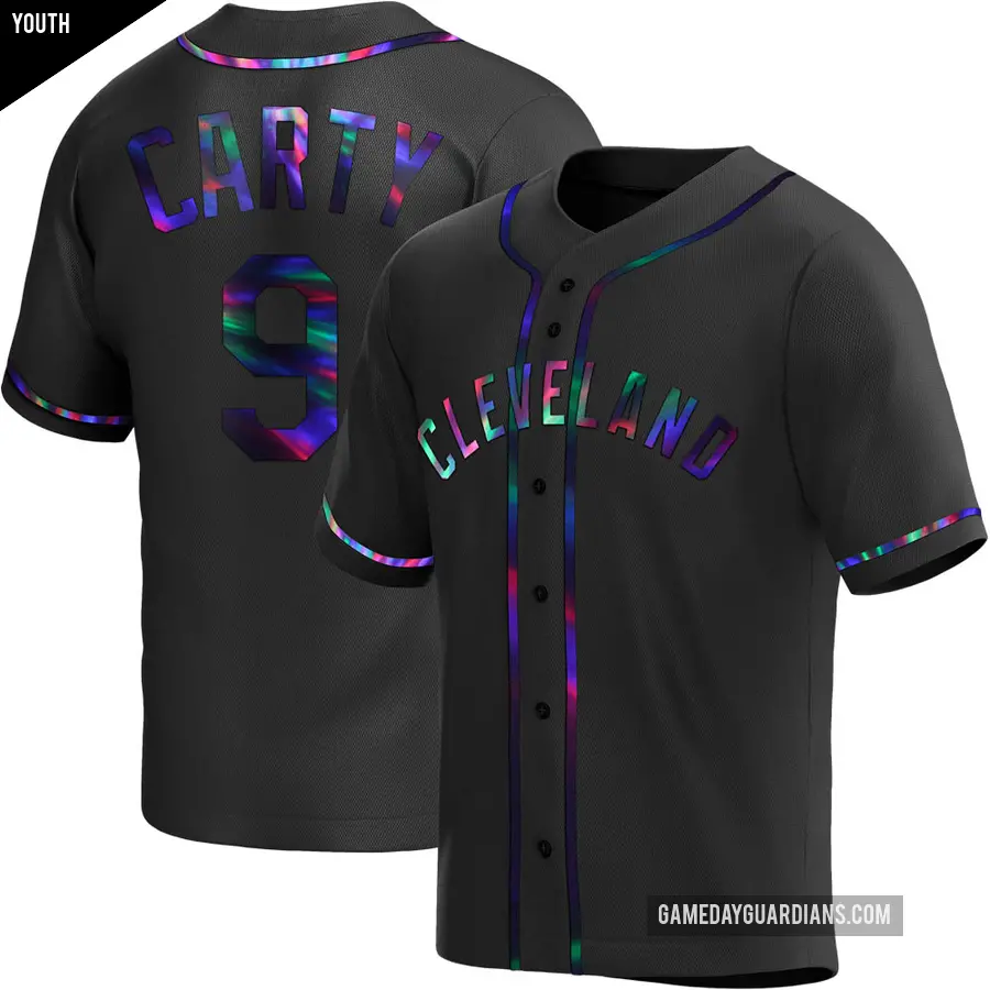 Youth Cleveland Guardians ＃9 Rico Carty Replica Black Holographic Alternate Jersey