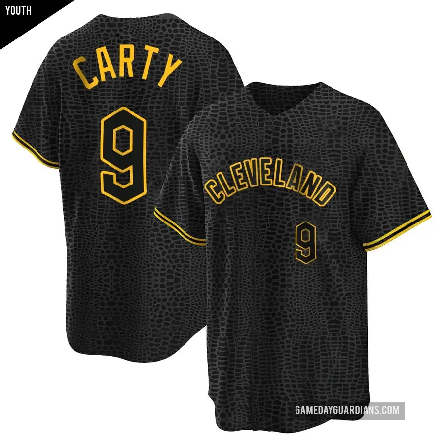 Youth Cleveland Guardians ＃9 Rico Carty Replica Black Snake Skin City Jersey