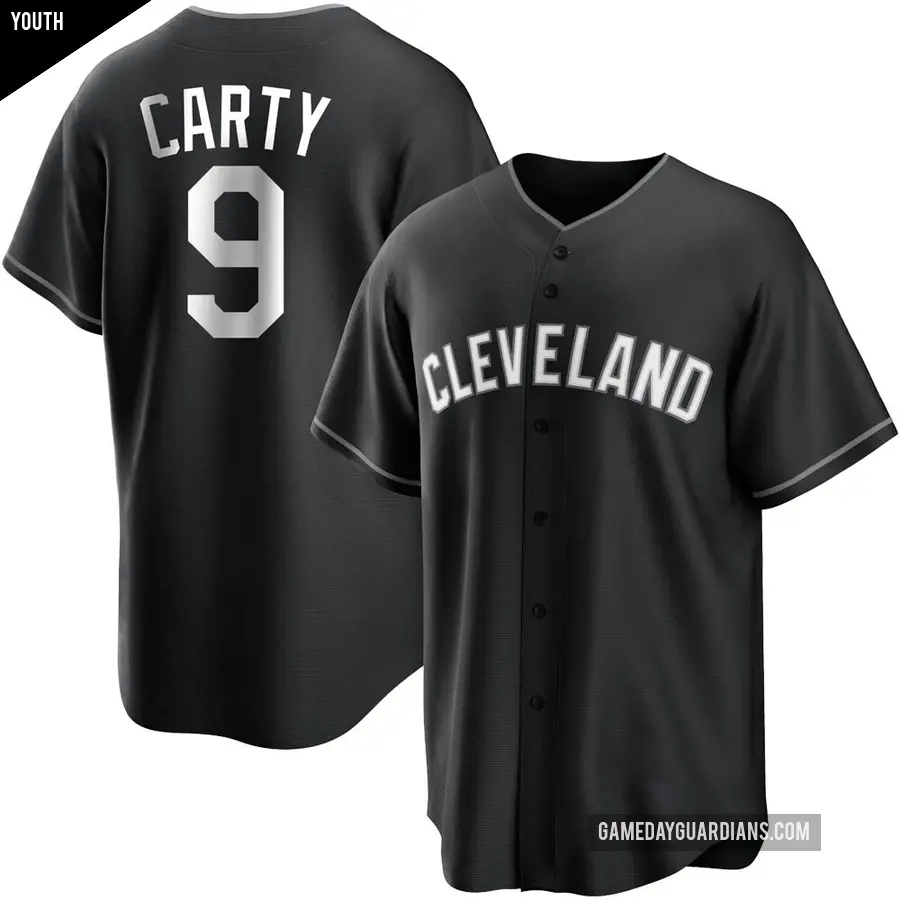 Youth Cleveland Guardians ＃9 Rico Carty Replica Black/White Jersey
