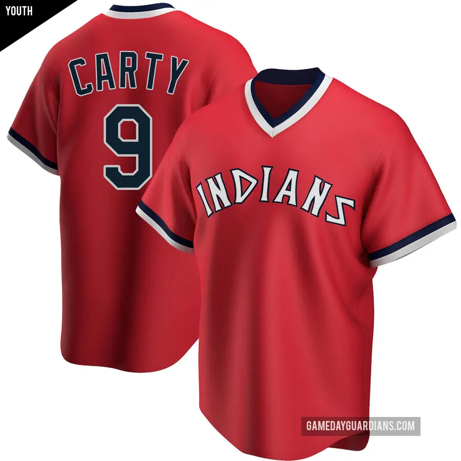 Youth Cleveland Guardians ＃9 Rico Carty Replica Red Road Cooperstown Collection Jersey