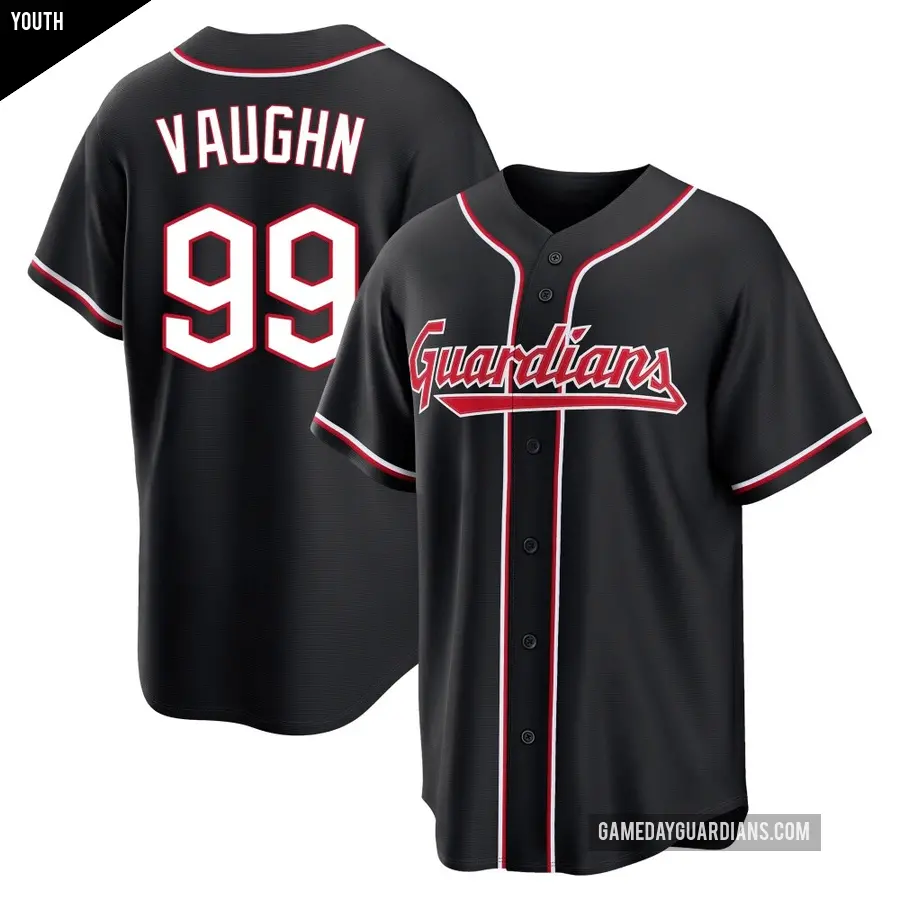Youth Cleveland Guardians ＃99 Ricky Vaughn Replica Black Fashion Out Jersey